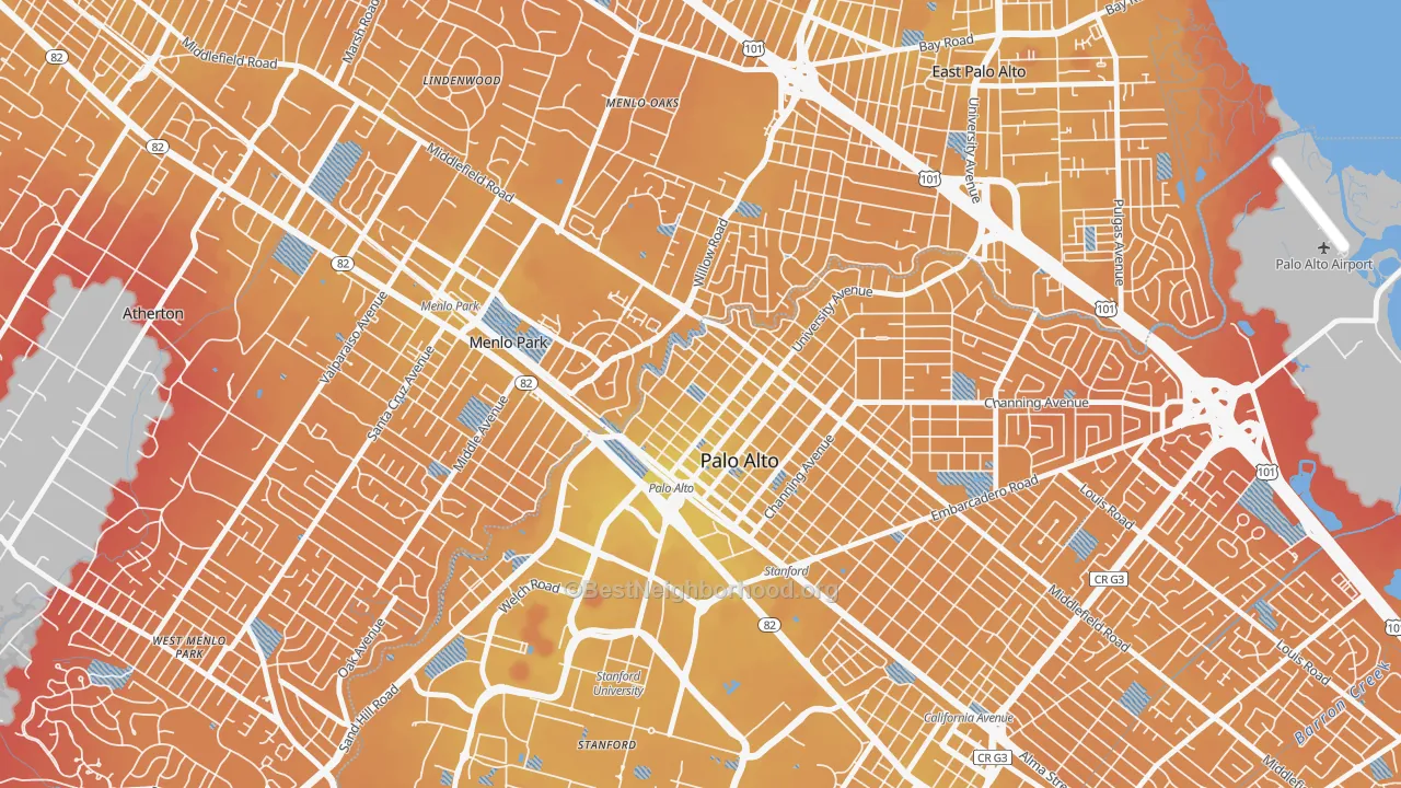 Transit Grade map of Downtown North San Jose, Palo Alto, CA