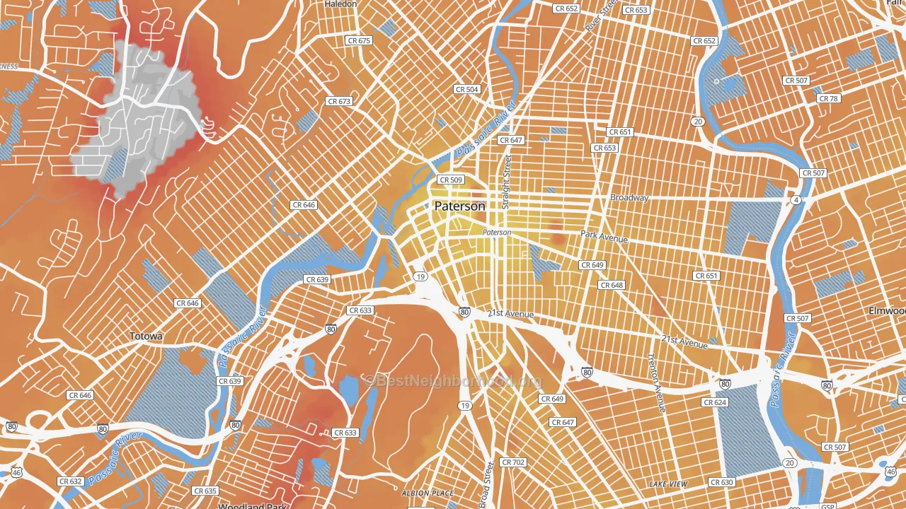 Transit Grade map of Downtown Paterson, Paterson, NJ