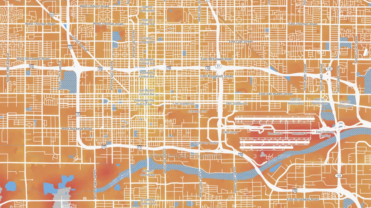 Transit Grade map of Downtown Phoenix, Phoenix, AZ
