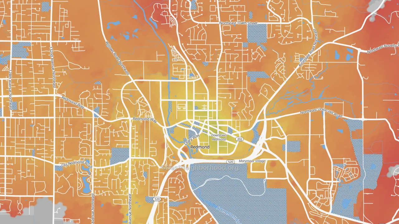 Transit Grade map of Downtown Redmond, Redmond, WA