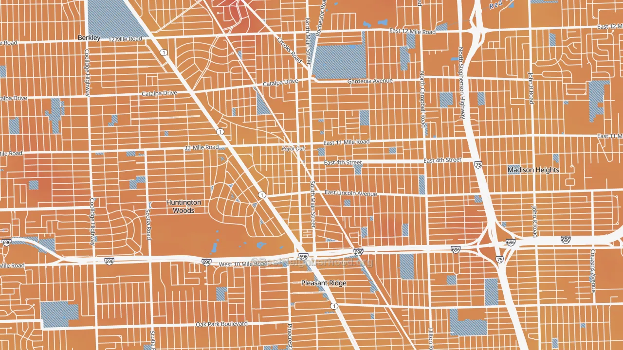 Transit Grade map of Downtown Royal Oak, Royal Oak, MI