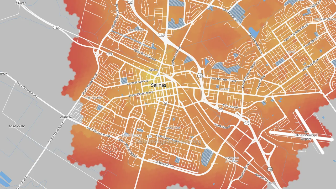 Transit Grade map of Downtown Salinas, Salinas, CA