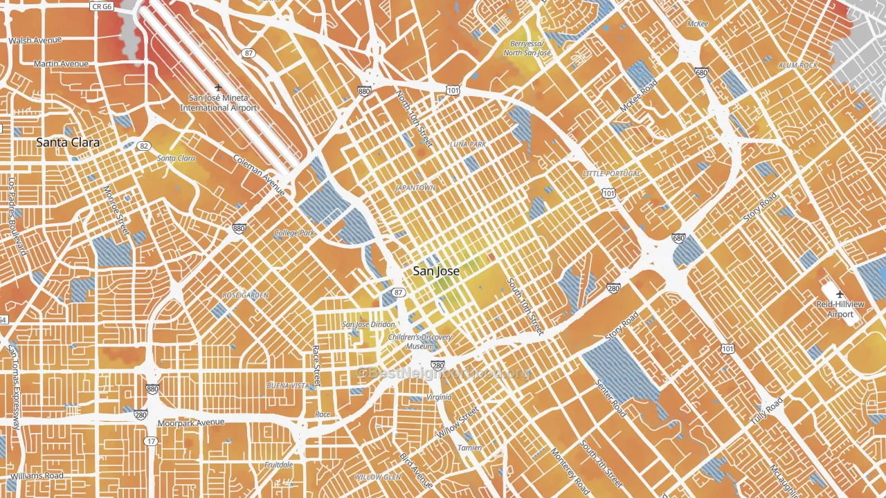 Transit Grade map of Downtown San Jose, San Jose, CA