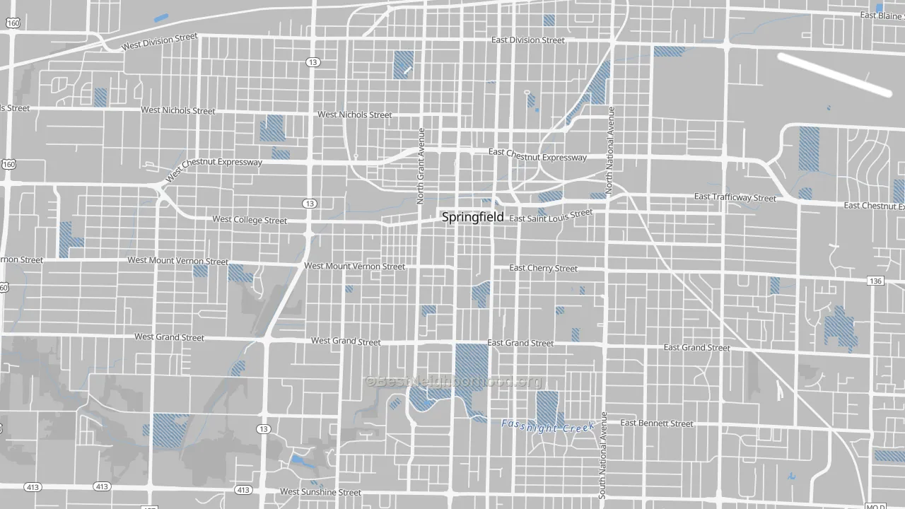 Transit Grade map of Downtown Springfield, Springfield, MO