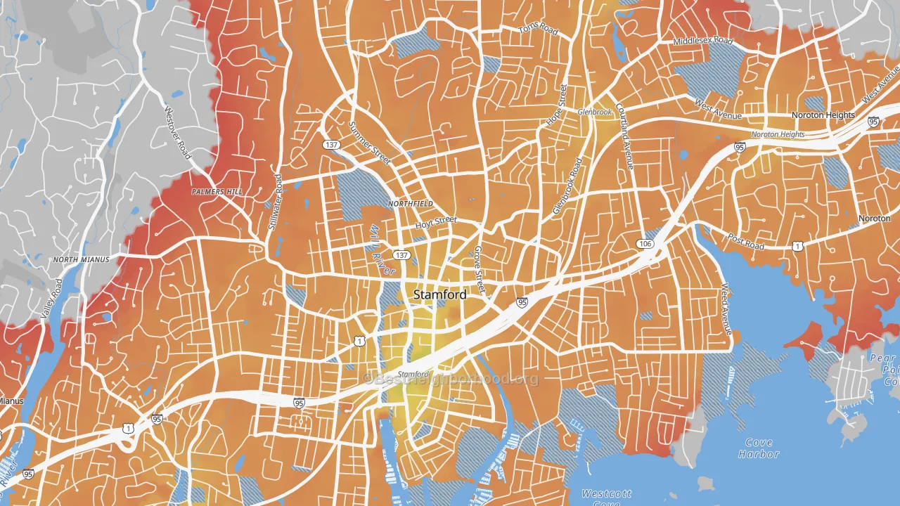 Transit Grade map of Downtown Stamford, Stamford, CT
