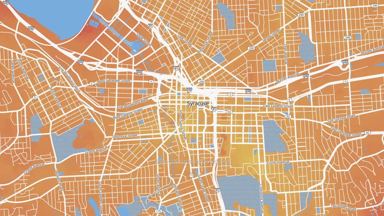 Transit Grade map of Downtown Syracuse, Syracuse, NY
