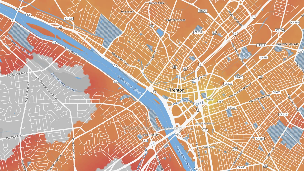 Transit Grade map of Downtown Trenton, Trenton, NJ