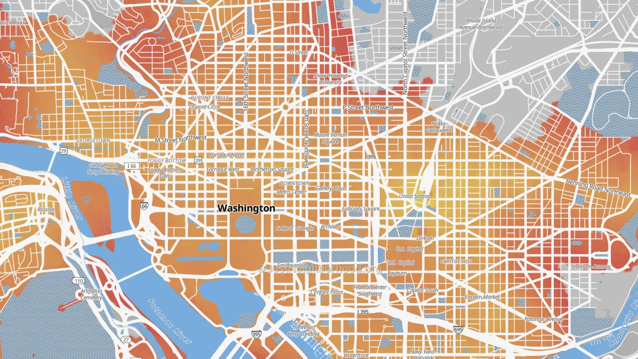 Transit Grade map of Downtown, Washington, DC