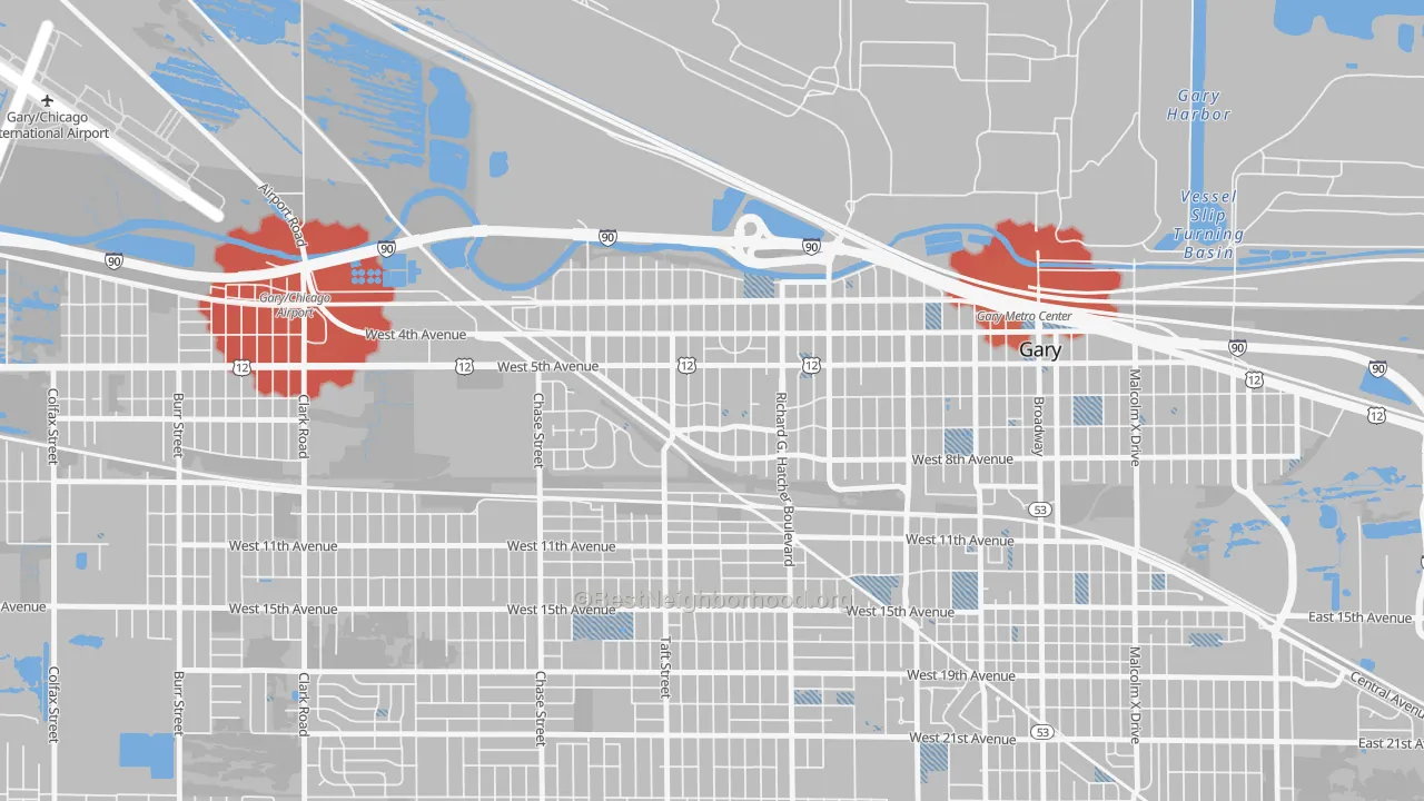 Transit Grade map of Downtown West, Gary, IN