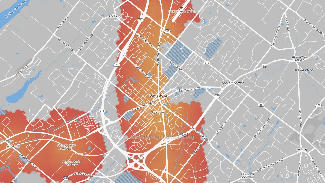 Transit Grade map of Doylestown Historic District, Doylestown, PA