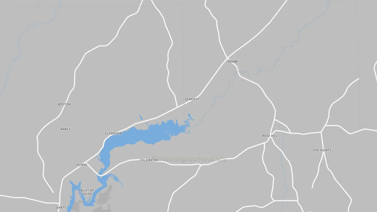 Transit Grade map of Dozier, AL