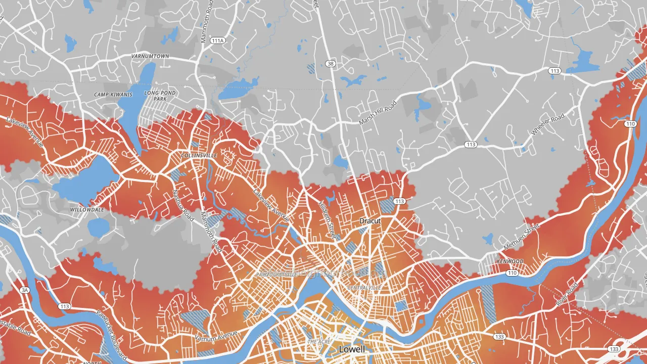 Transit Grade map of Dracut, MA