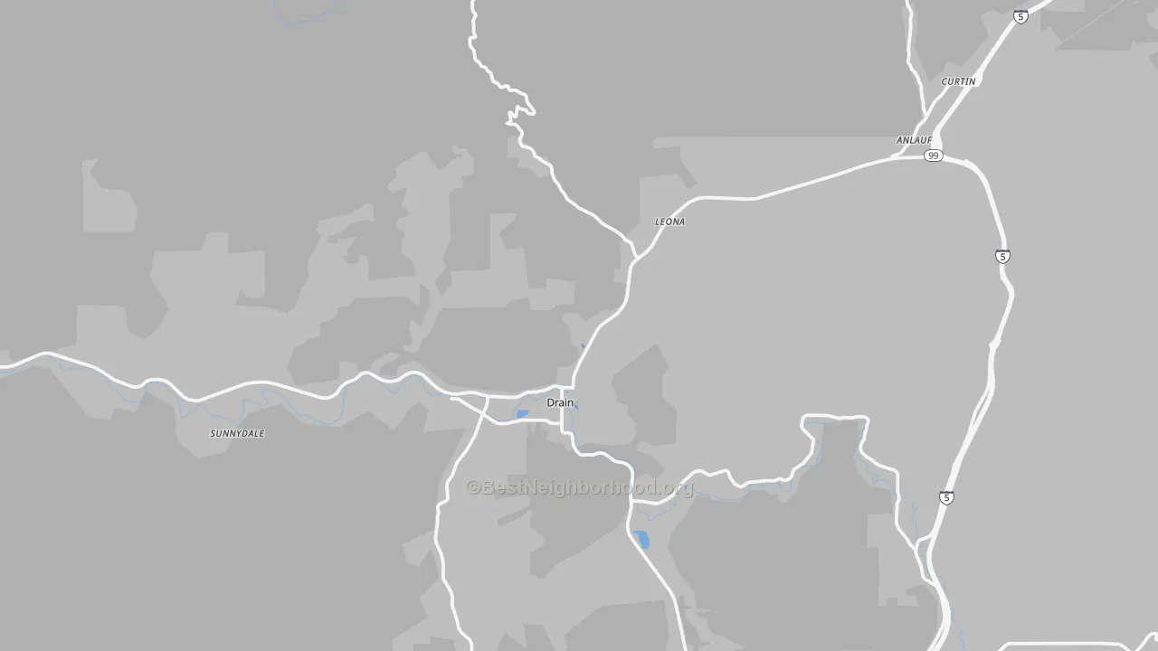 Transit Grade map of Drain, OR