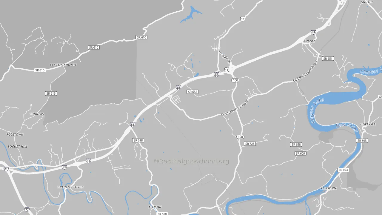 Transit Grade map of Draper, VA