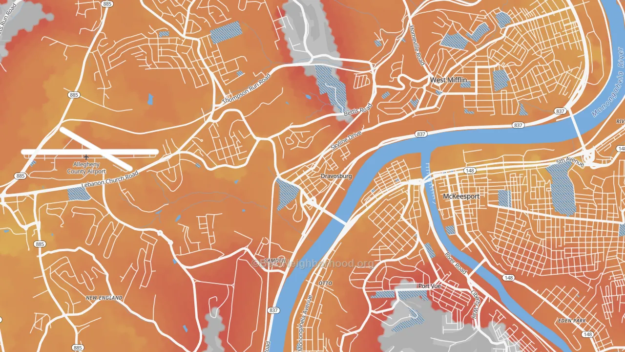 Transit Grade map of Dravosburg, PA