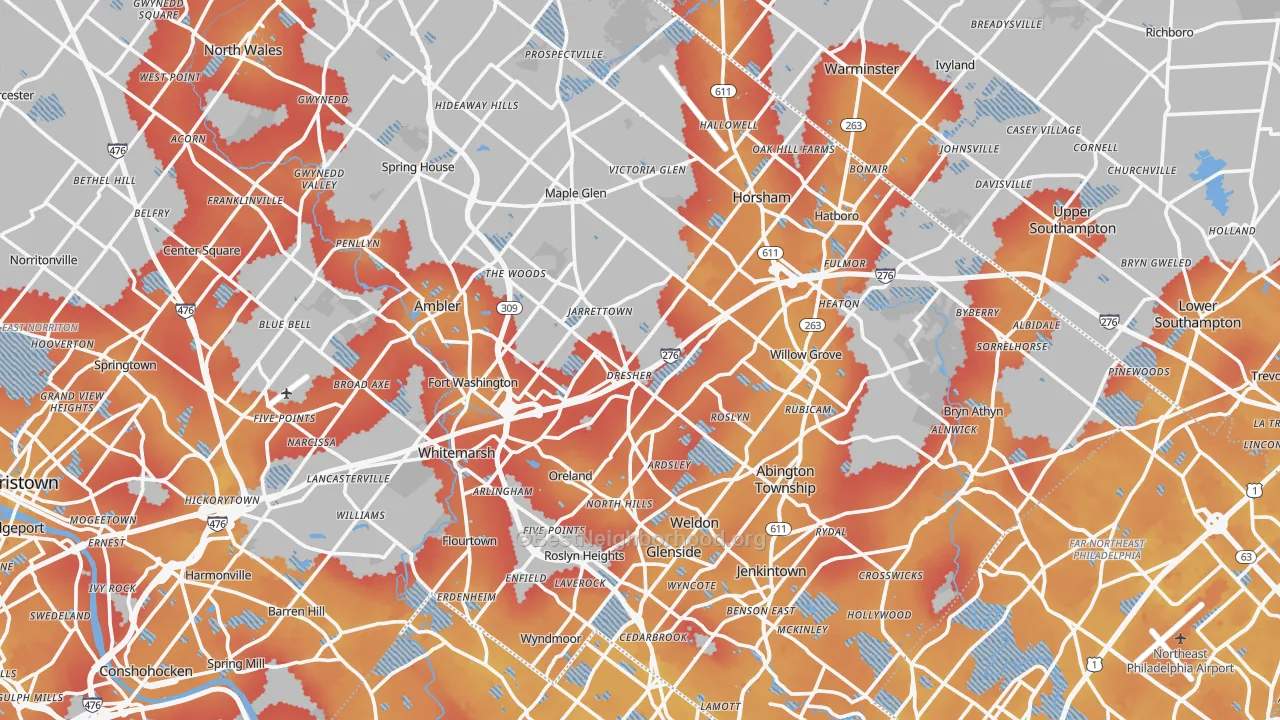 Transit Grade map of Dresher, PA
