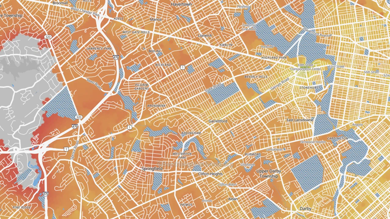 Transit Grade map of Drexel Hill, PA