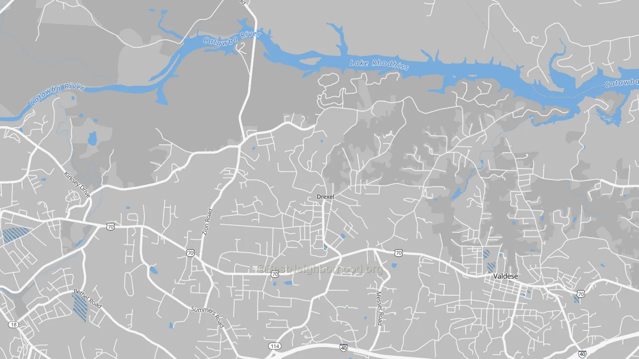 Transit Grade map of Drexel, NC