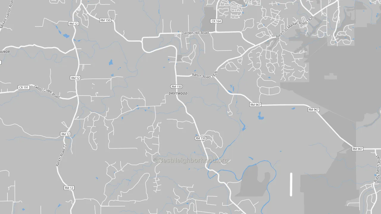 Transit Grade map of Driftwood, TX