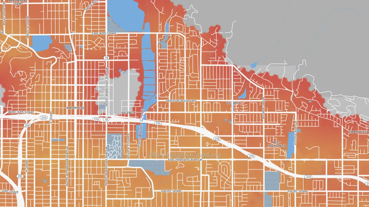 Transit Grade map of Drnag, San Bernardino, CA