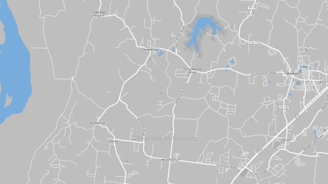 Transit Grade map of Drummonds, TN