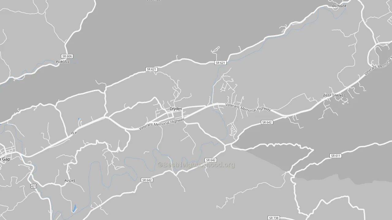 Transit Grade map of Dryden, VA