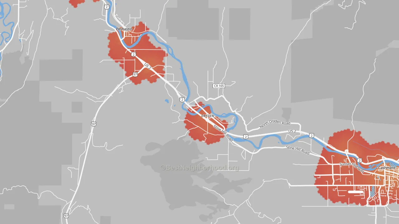 Transit Grade map of Dryden, WA