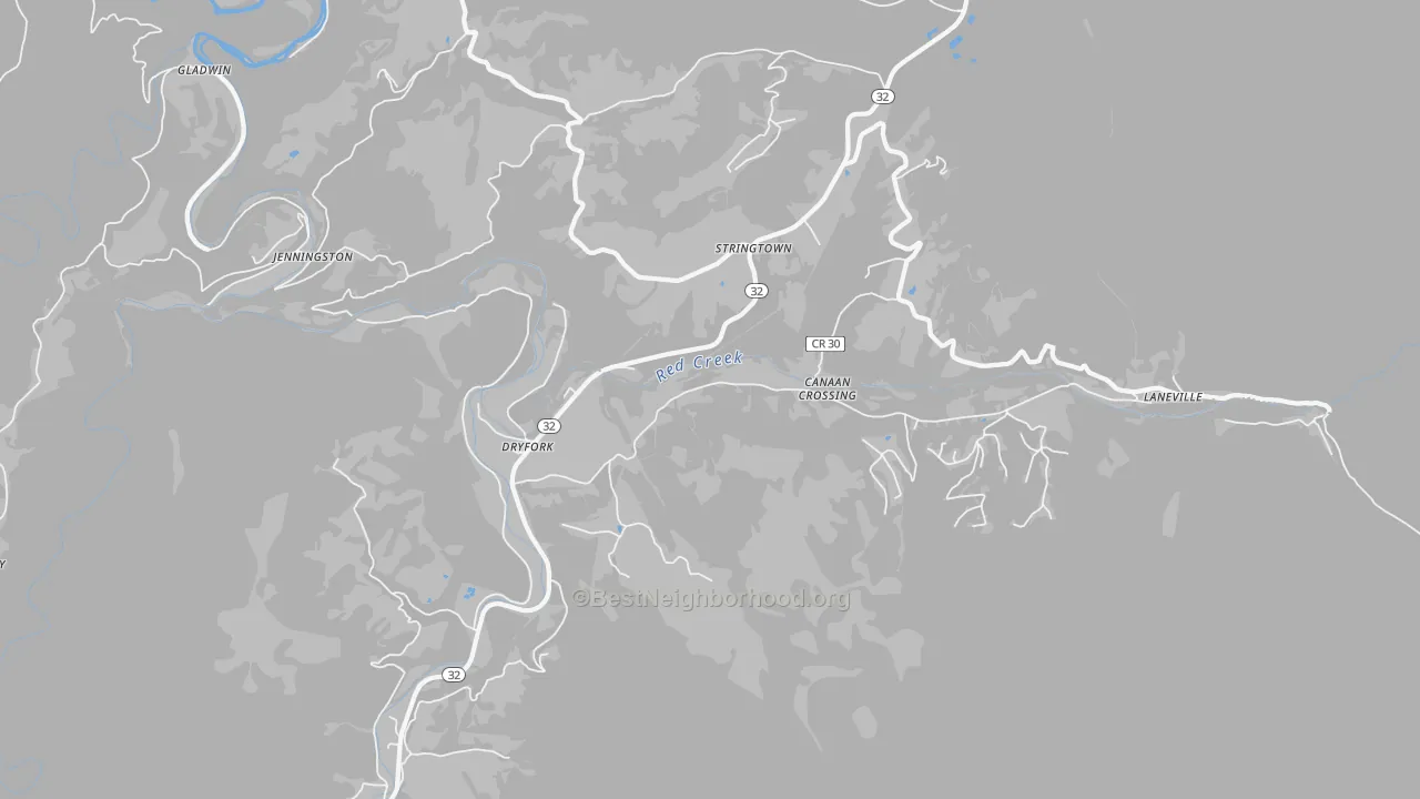 Transit Grade map of Dryfork, WV