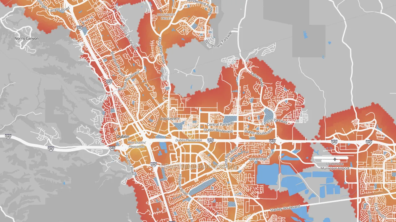 Transit Grade map of Dublin, CA