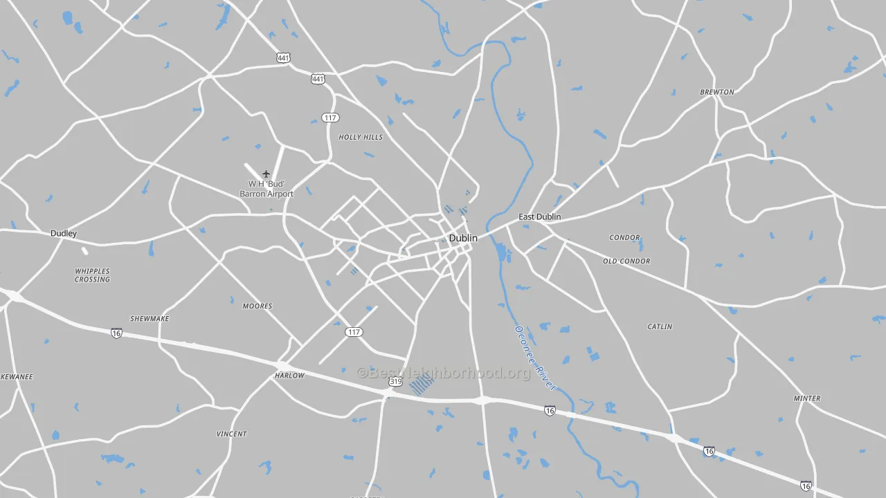 Transit Grade map of Dublin, GA