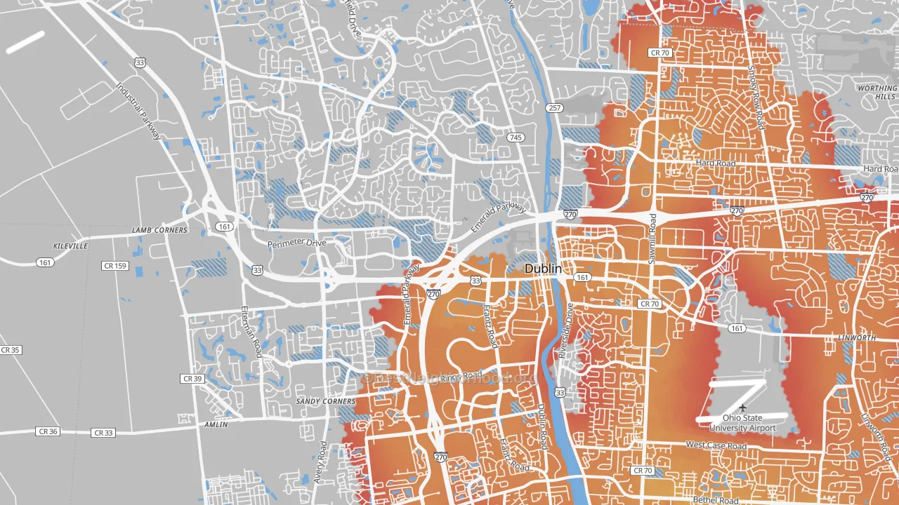 Transit Grade map of Dublin, OH