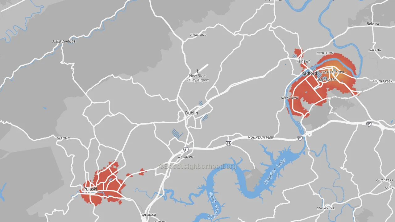 Transit Grade map of Dublin, VA