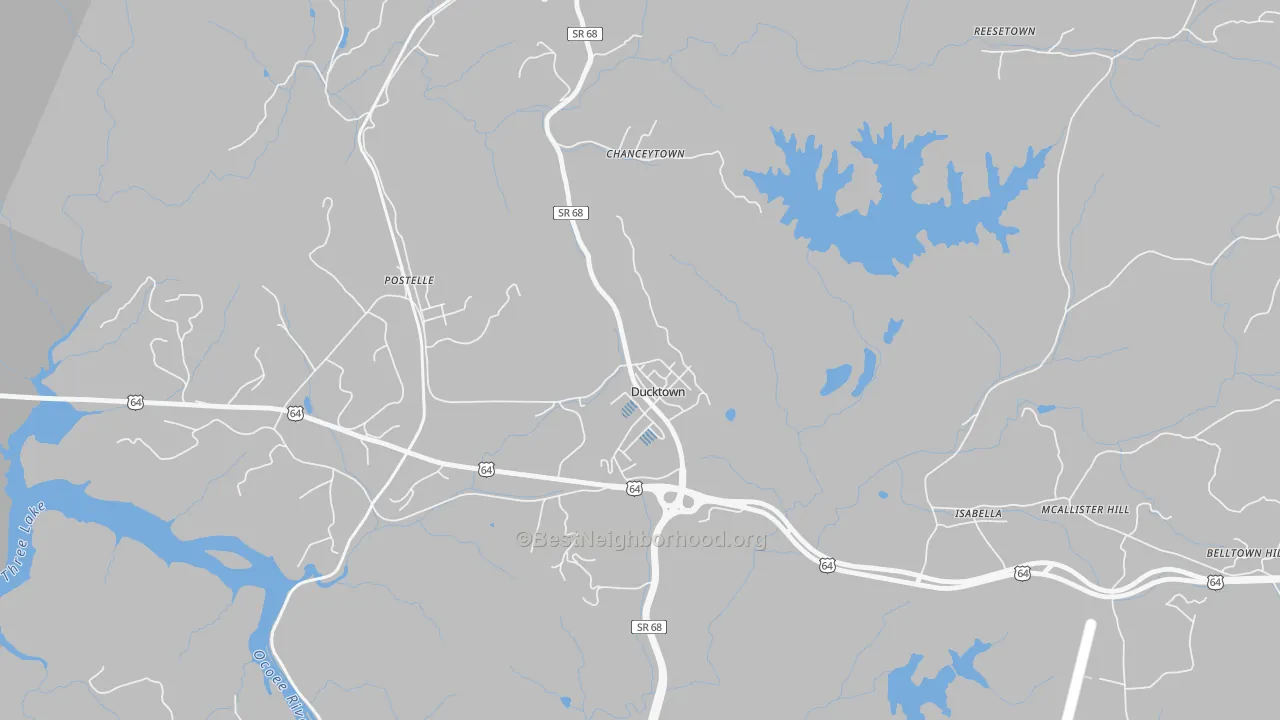 Transit Grade map of Ducktown, TN