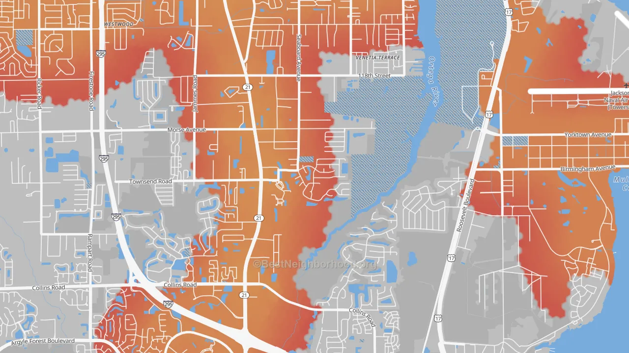 Transit Grade map of Duclay Forest, Jacksonville, FL