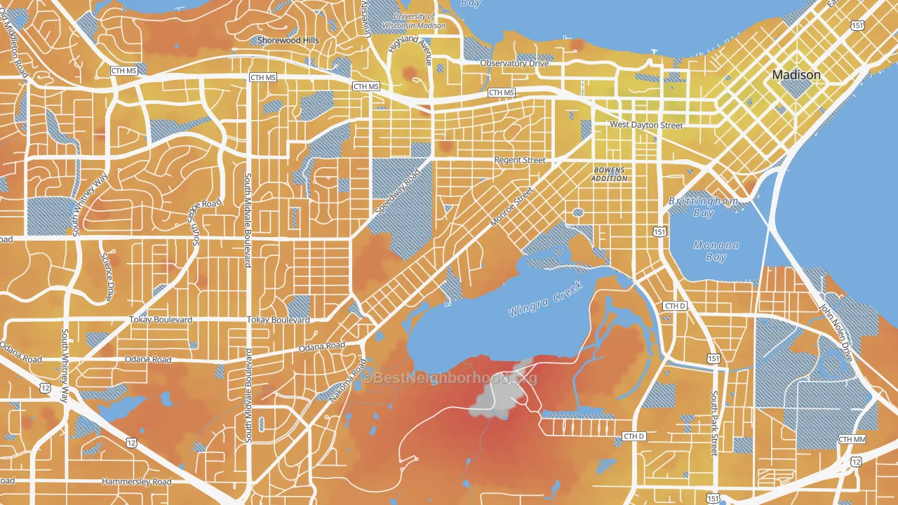 Transit Grade map of Dudgeon-Monroe, Madison, WI