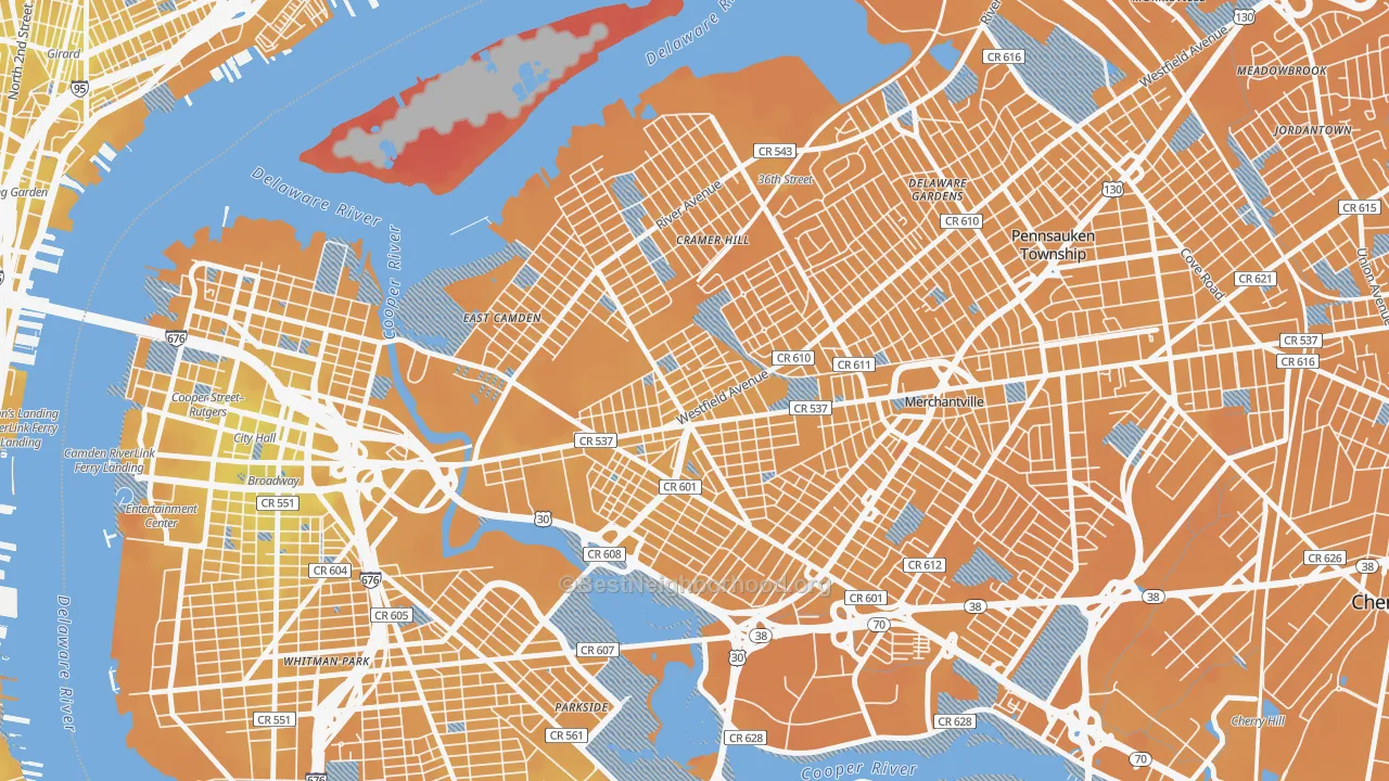 Transit Grade map of Dudley, Camden, NJ
