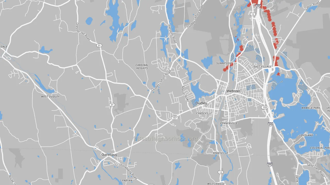 Transit Grade map of Dudley, MA