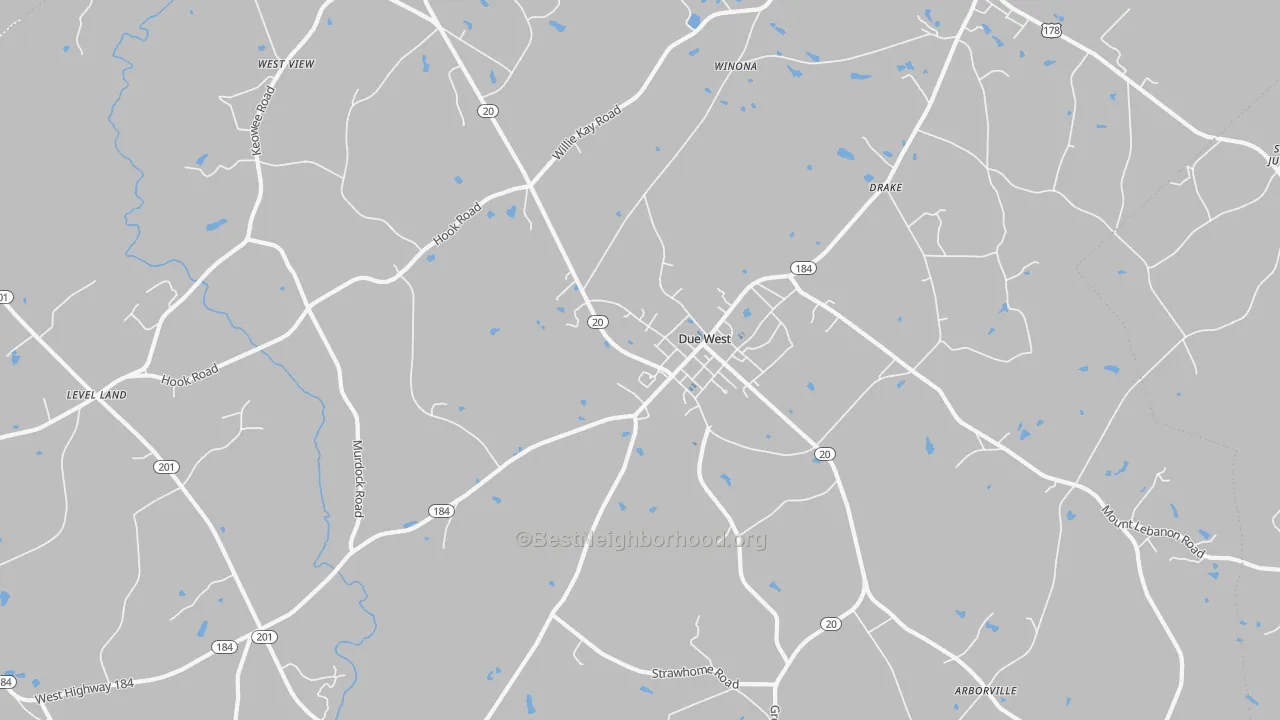 Transit Grade map of Due West, SC