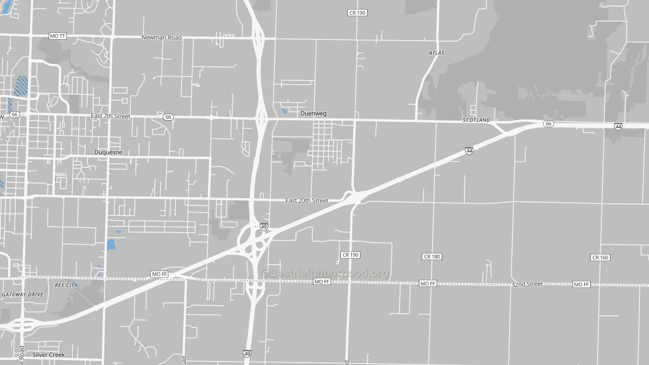 Transit Grade map of Duenweg, MO