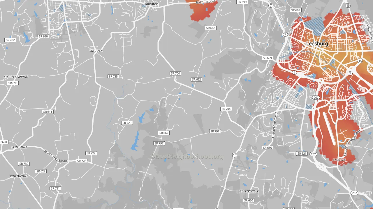 Transit Grade map of Dulles, VA