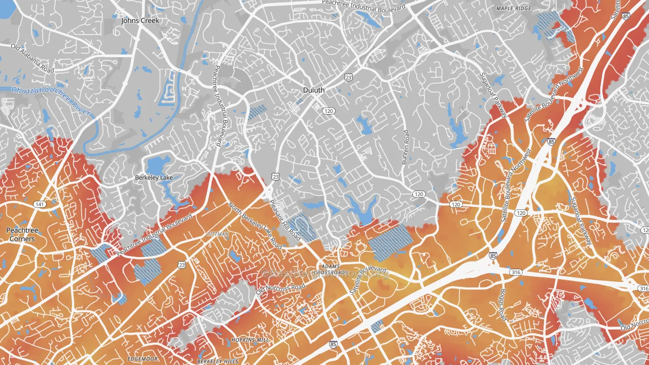 Transit Grade map of Duluth, GA