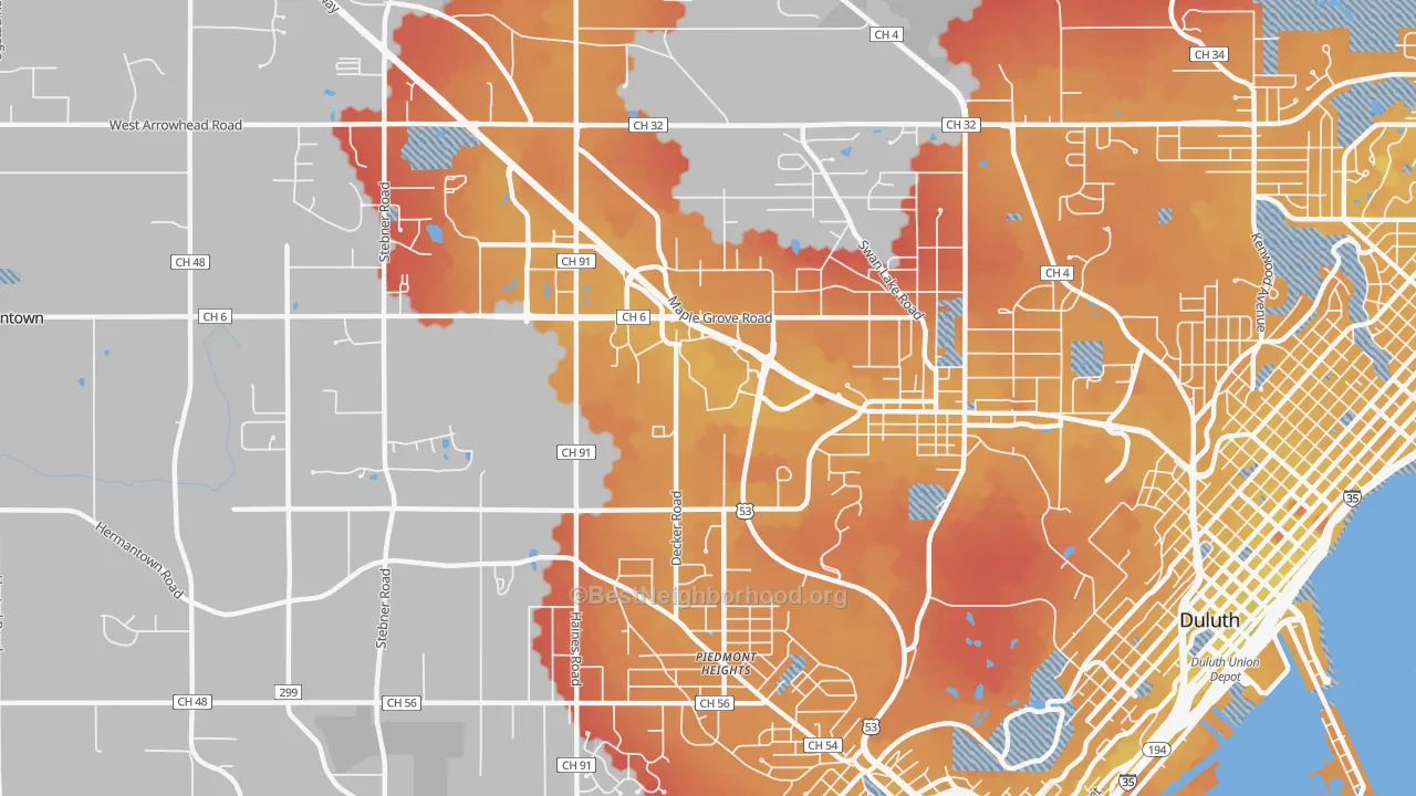 Transit Grade map of Duluth Heights, Duluth, MN
