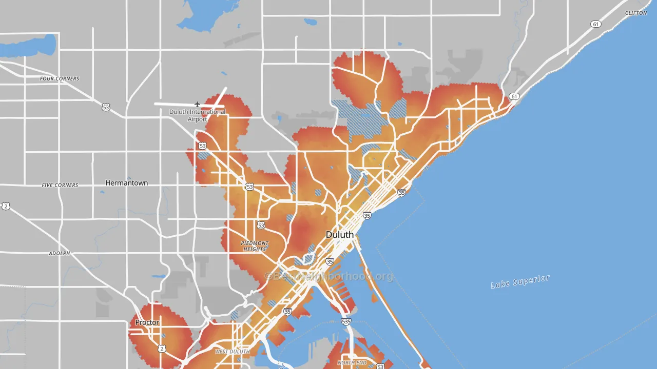 Transit Grade map of Duluth, MN
