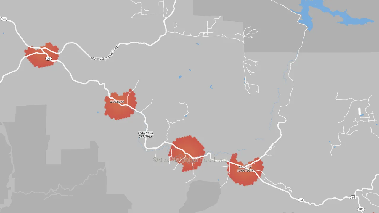 Transit Grade map of Dulzura, CA