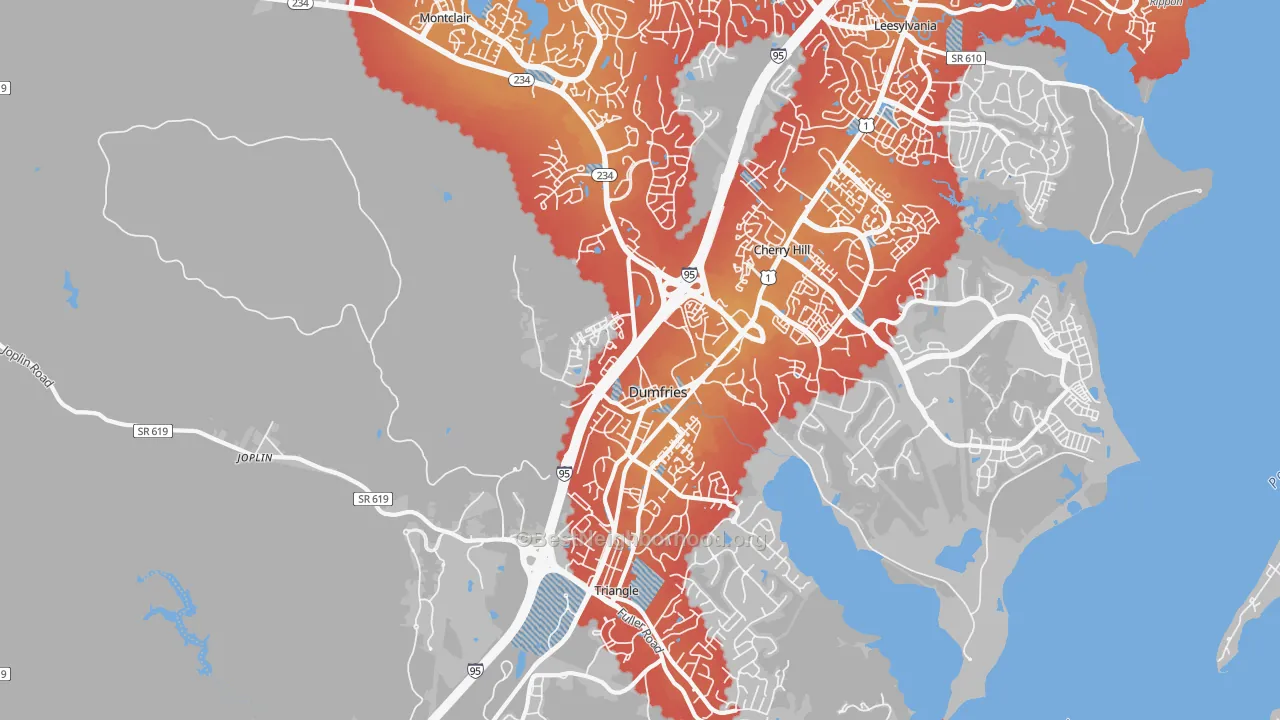 Transit Grade map of Dumfries, VA