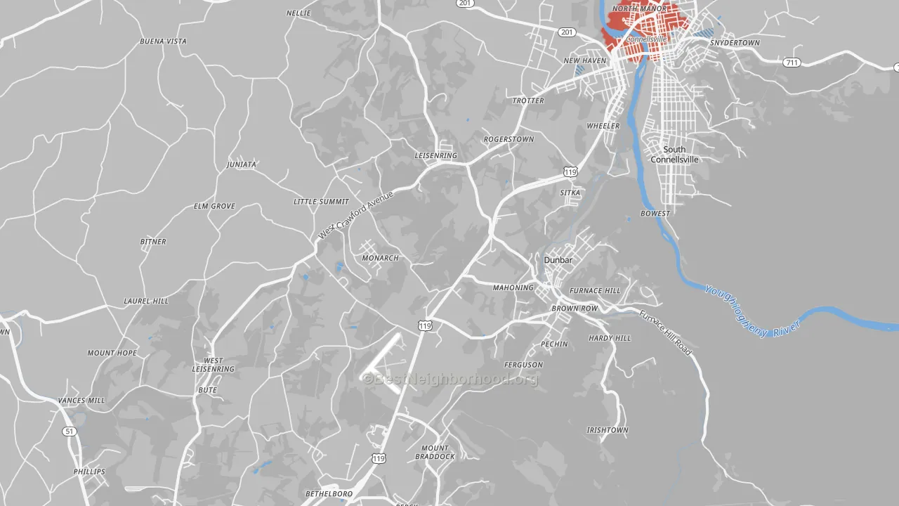 Transit Grade map of Dunbar, PA