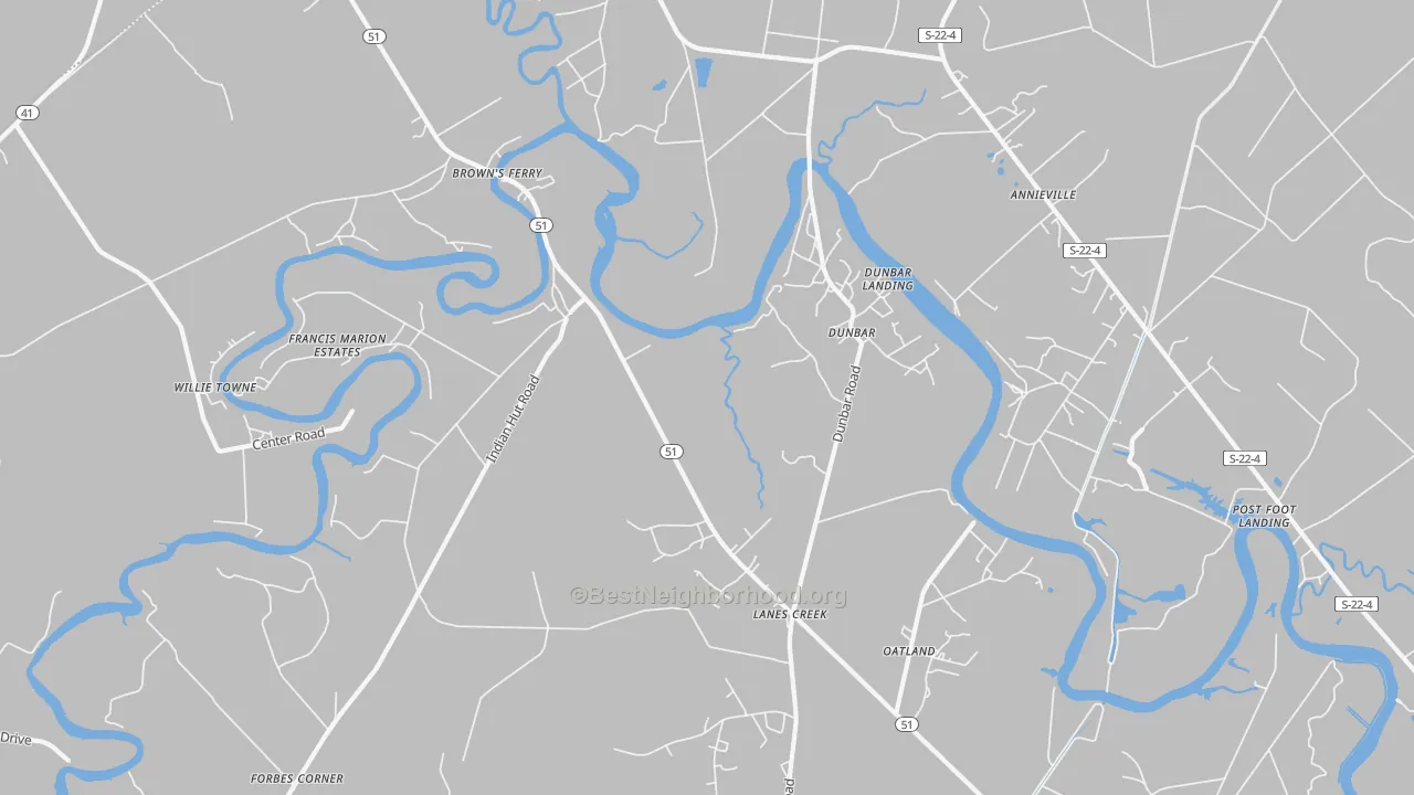 Transit Grade map of Dunbar, SC