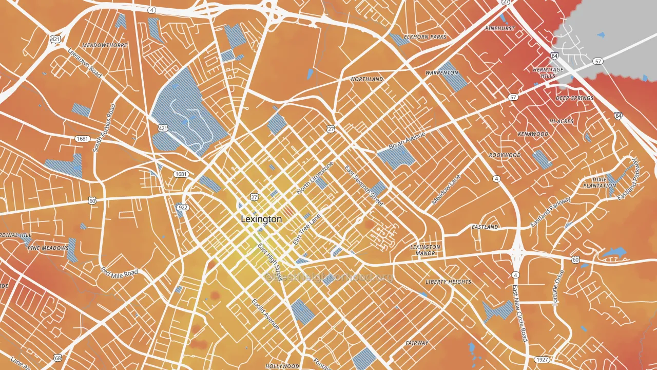Transit Grade map of Duncan Park, Lexington, KY