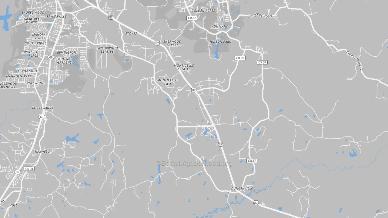 Transit Grade map of Duncanville, AL
