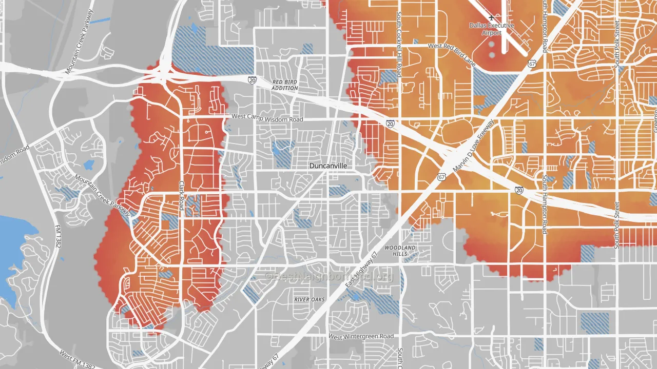 Transit Grade map of Duncanville, TX